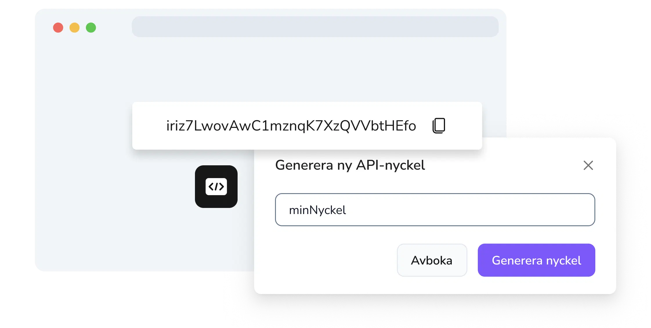 Skärmdump av sidan för att skapa API-nycklar i TopMessage.