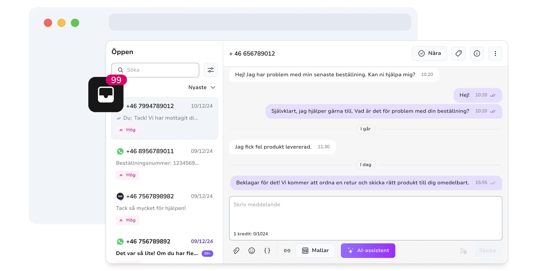 Skärmdump av TopMessages meddelandeplattform