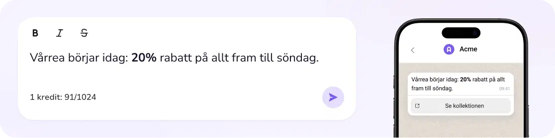 Kampanjmeddelande för vårrea på en telefon