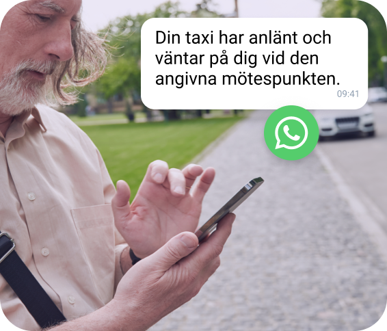 Automatiskt WhatsApp-meddelande som meddelar kontakten om taxins ankomsttid och plats