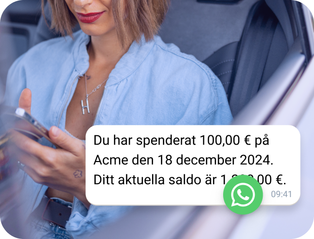 Personligt SMS skickat till kontakten med månatlig sammanfattning av bankutdrag