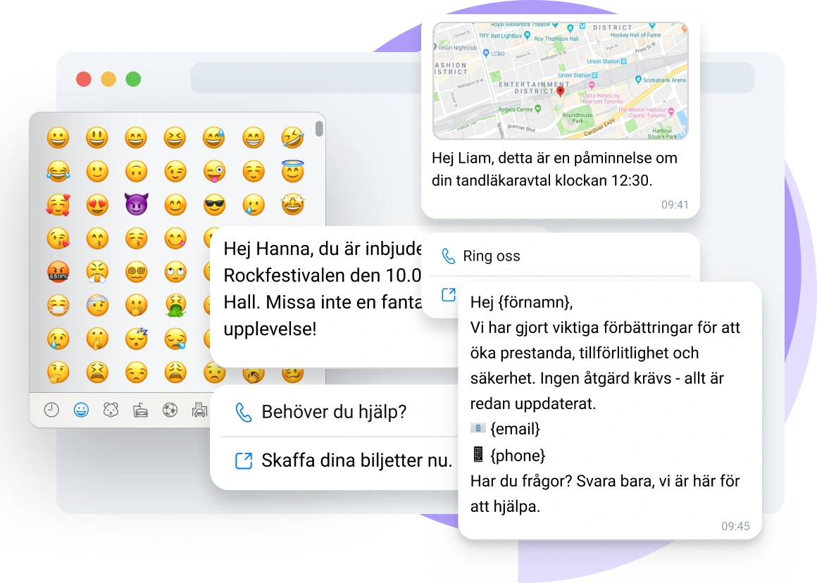 Skärmdump av TopMessages instrumentpanel som visar meddelanden med berikad text.