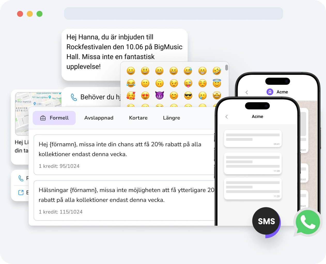 Skärmdump av TopMessages gränssnitt som visar verktyget för berikade meddelanden med multimediainnehåll, anpassningsalternativ och prestandamått.