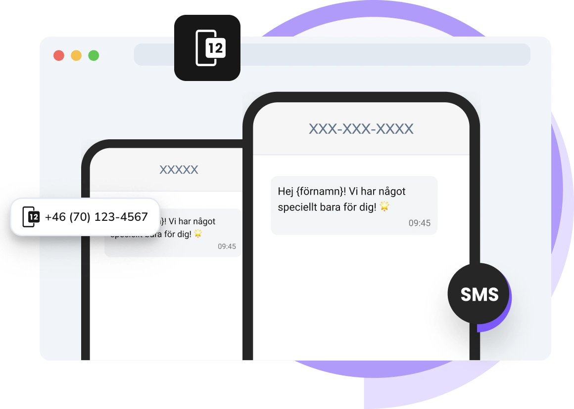 Skärmdump av TopMessage-appen som visar sidan för virtuella SMS-nummer.