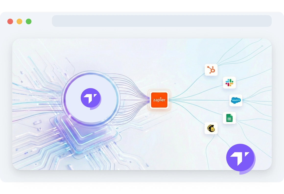 Zapiers gränssnitt som visar appbiblioteket med CRM-integrationer som HubSpot, Salesforce och Pipedrive anslutna till TopMessage.
