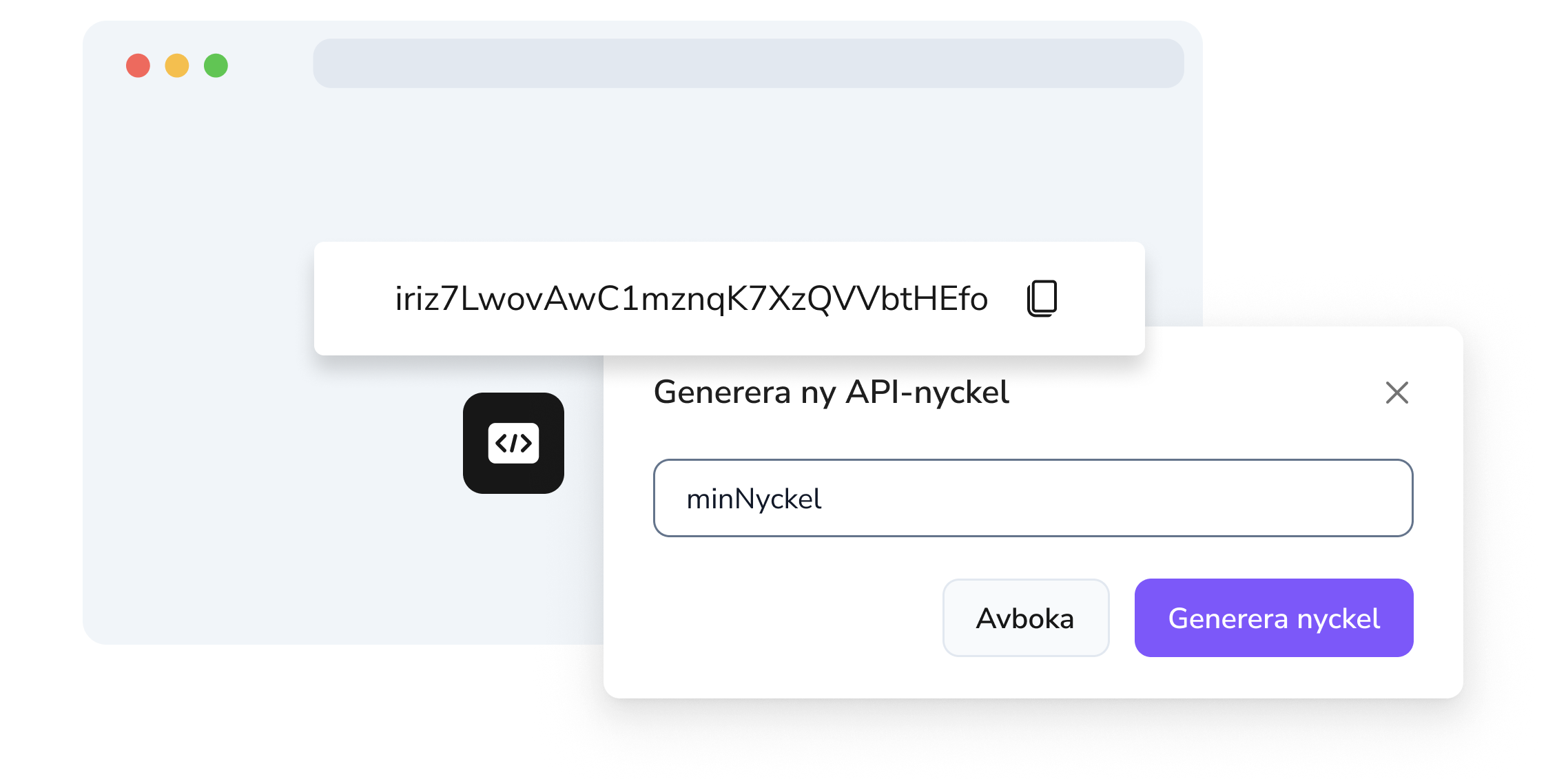 Skärmdump av sidan för att skapa API-nycklar i TopMessage.