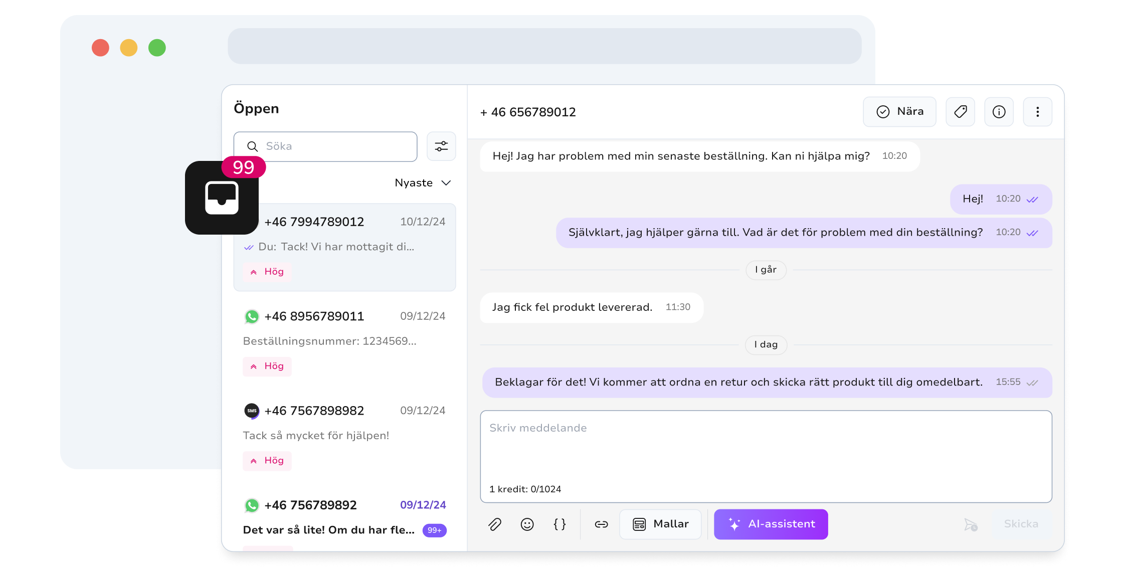 Skärmdump av TopMessages meddelandeplattform